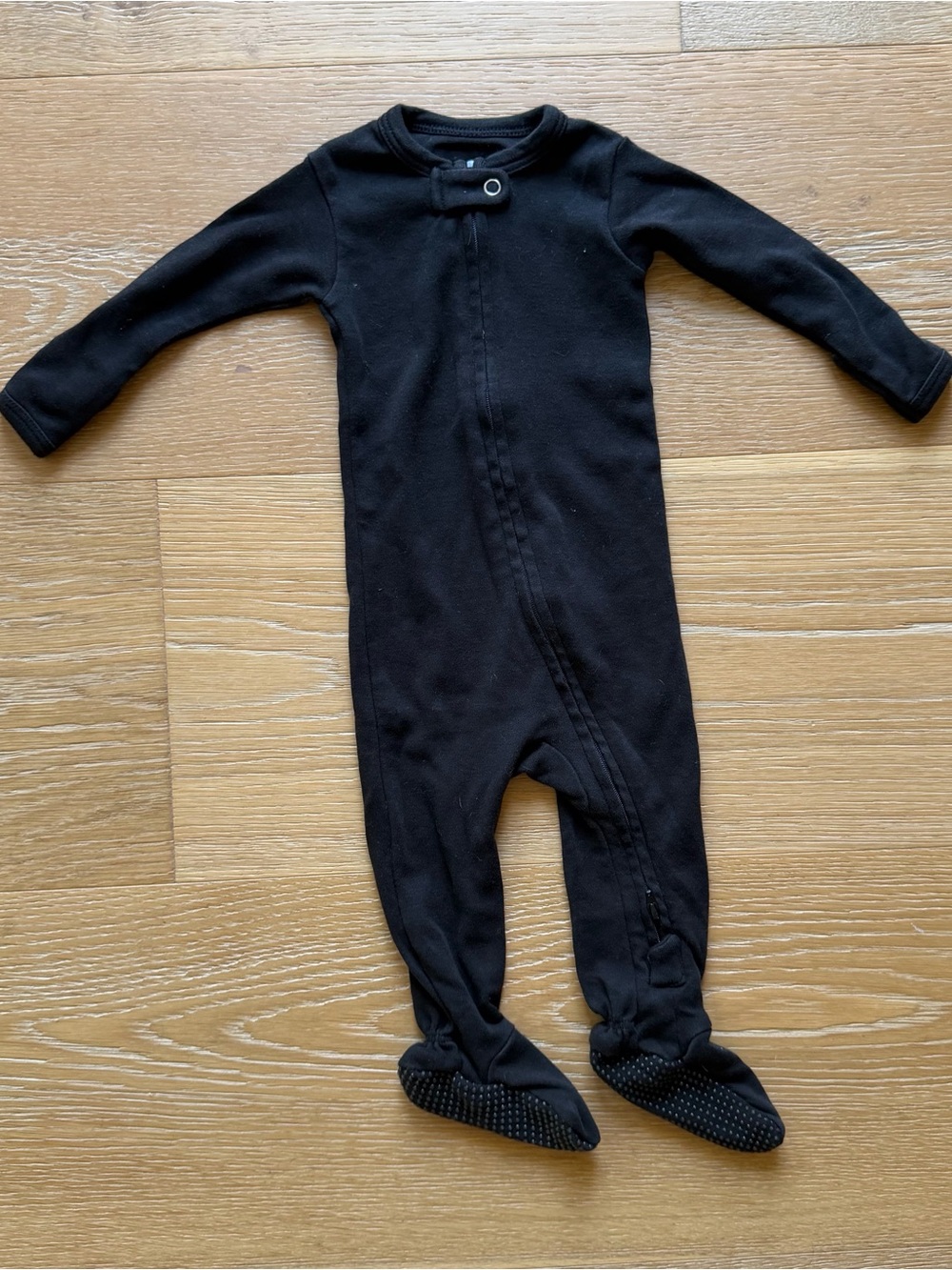 L’ovedBaby Black Baby Footed One-Piece Pajamas - 100% Organic Cotton